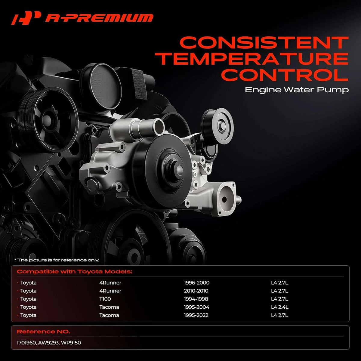 A-Premium Engine Water Pump Compatible with Toyota
