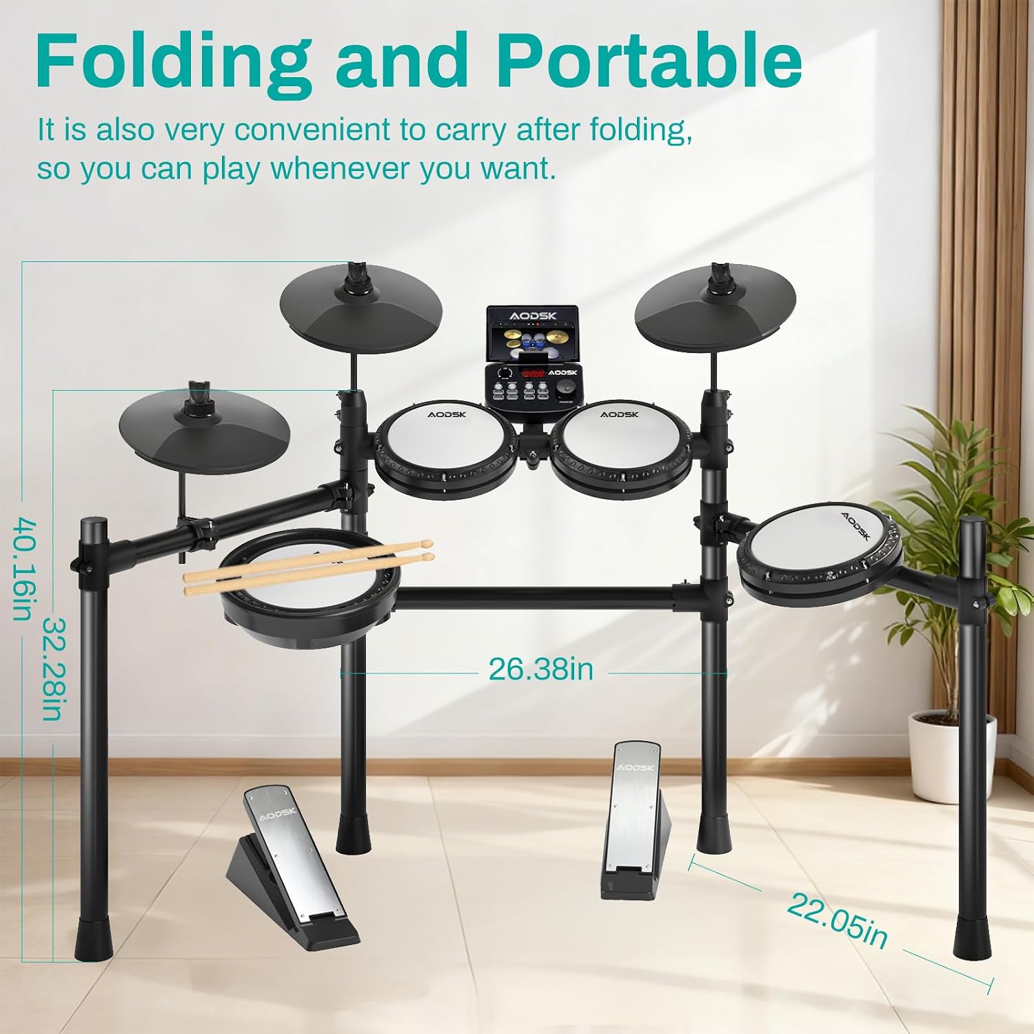 Electronic Drum Set, Professional Mesh Drum Pads, Upgraded Sound Module 260 sounds/30 Kits/20 Songs,Includes