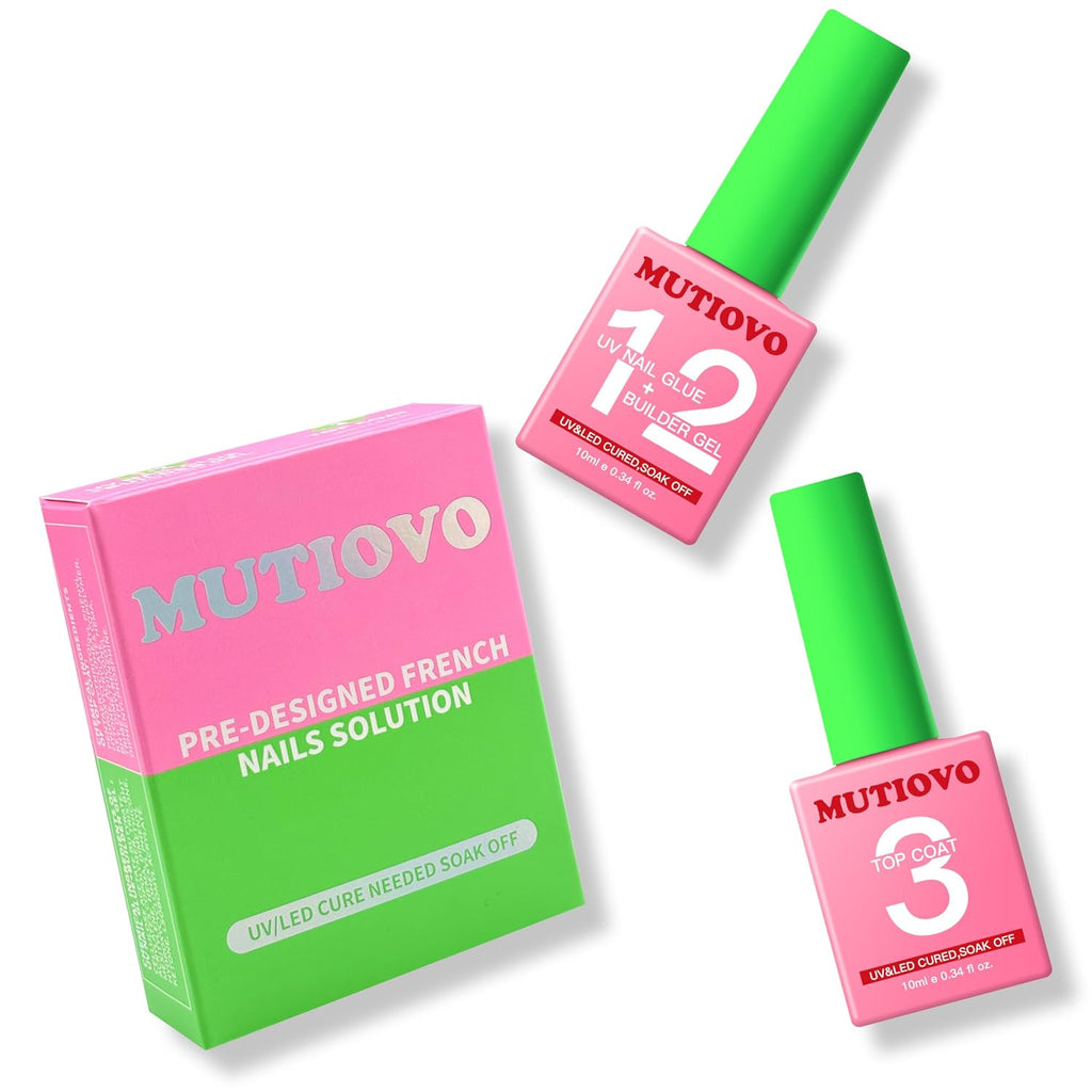2 in 1 UV Nail Glue Builder Gel and Top Coat Kit, Super Strong Adhesive for Press on Acrylic Nails, No Wipe for