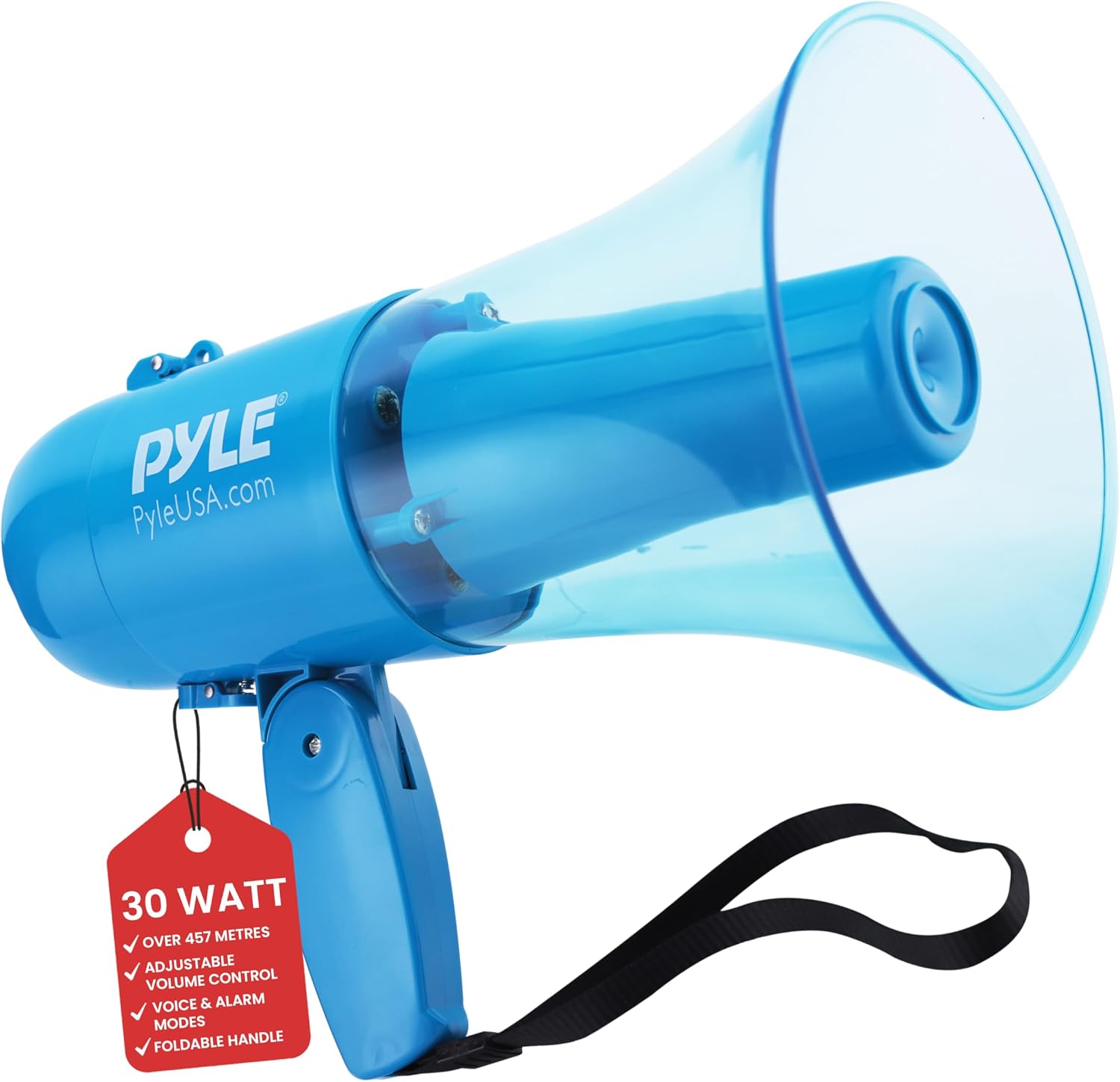 40W Megaphone Bullhorn Speaker, Rechargeable Battery with Siren, LED Lights, Adjustable Volume, and 1000+ Yard
