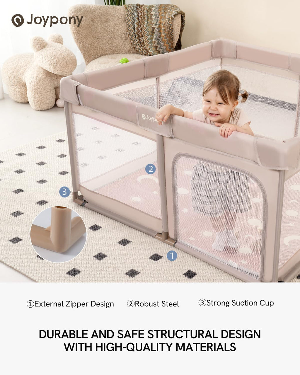 Baby Playpen with Mat, 50x50 in Small Play Pen for Babies, Toddler Playpen for Apartment, Indoors Play Yard with Soft