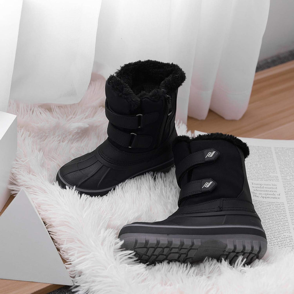 Unisex Snow Waterproof Winter Boots | Warm Faux Fur Lined Outdoor Secure Grip Anti Slip Outsole Easy Wear Windproof
