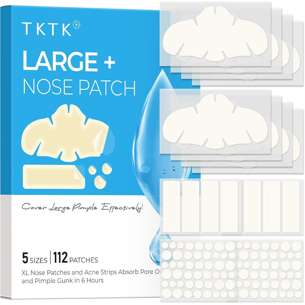 Hydrocolloid Nose Patches, XL Nose Pore Strips 91 x 48 mm, Large Hydrocolloid Acne Pimple Patches for Face, Cover Zit