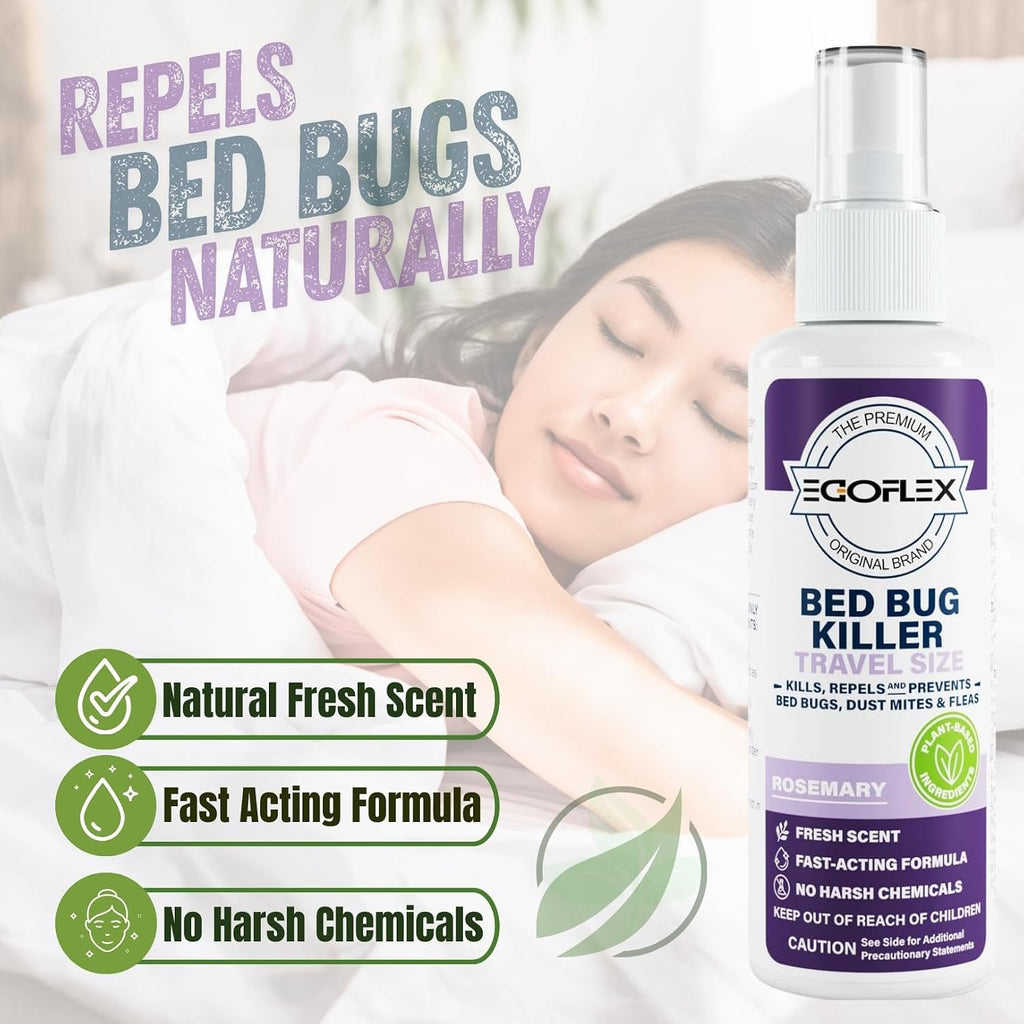 3-Pack Bed Bug Killer Spray - Travel Size TSA Approved - Repels Bed Bugs, Dust Mites, Lice & Fleas with Natural