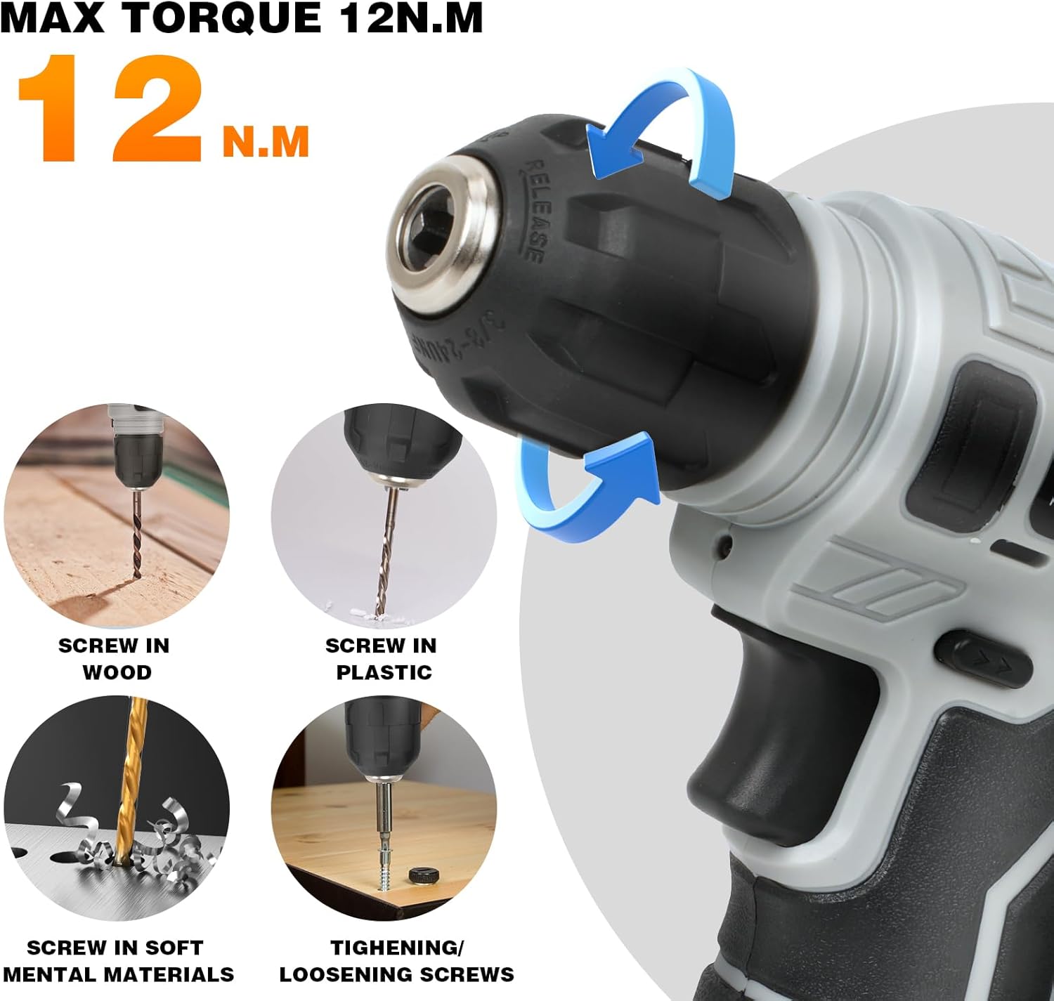 Upgraded 180 Piece Tool Set, Tool Kit with 8V Cordless Drill Set, General Household Hand Drill Kit for Men and Women