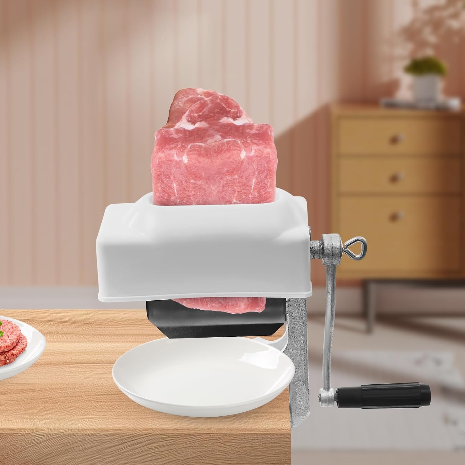 Manual Meat Tenderizer, Hand Crank Steak Cuber with Stainless Steel Blades, Heavy Duty Meat Flattener for Beef Pork