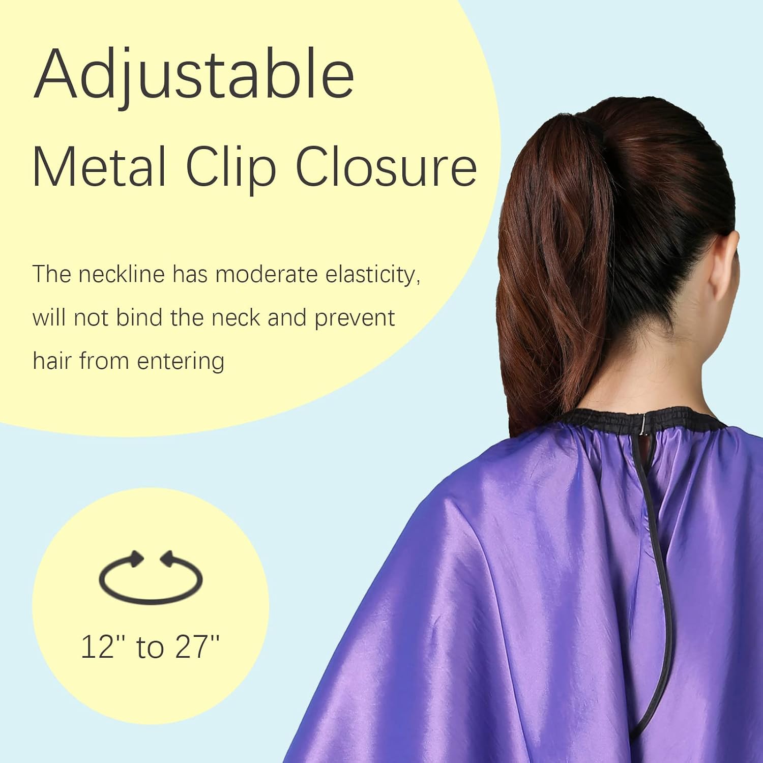 Barber Hair Cutting Cape with Adjustable Neckline 55" x 63" Purple | Waterproof; Unisex; Adjustable metal clip;