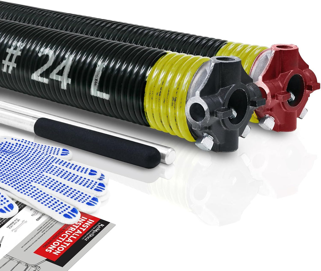 Pair of 2" Garage Door Torsion Springs Set with Non-Slip Winding Bars & Gloves, Precision Electrophoresis Black