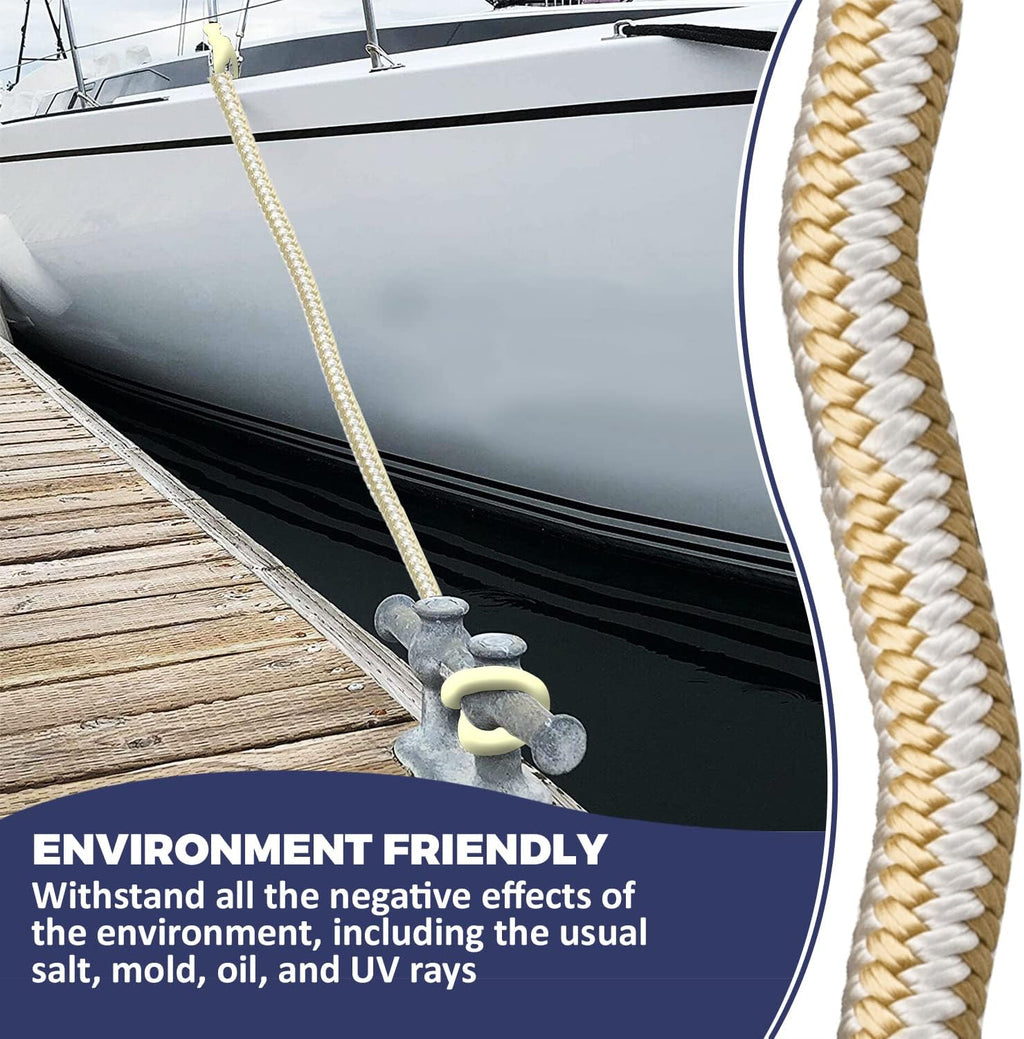 Double Braided Nylon Dock Line - Boat Rope - Marine and Pontoon Accessories - Braided, Reinforced Boat Ropes and Ties