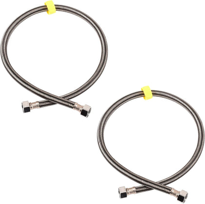 24 In Faucet Supply Lines 1/2x1/2 2Pack Black Braided Steel | Stainless Steel Braided Faucet Hose, Female Connector