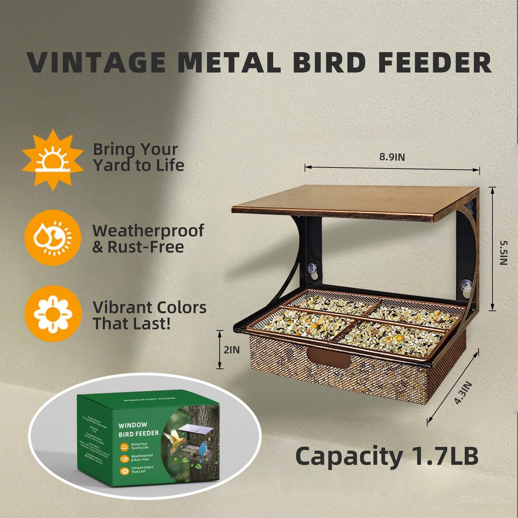 Window Bird Feeder Metal Bird Feeder for Outdoors Birdwatching