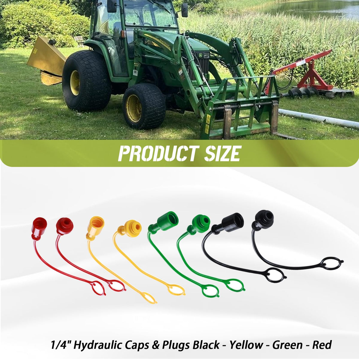 HQPARRTS 1/4" Hydraulic Dust Cap Plug Kit,Flexible Heavy-Duty Rubber