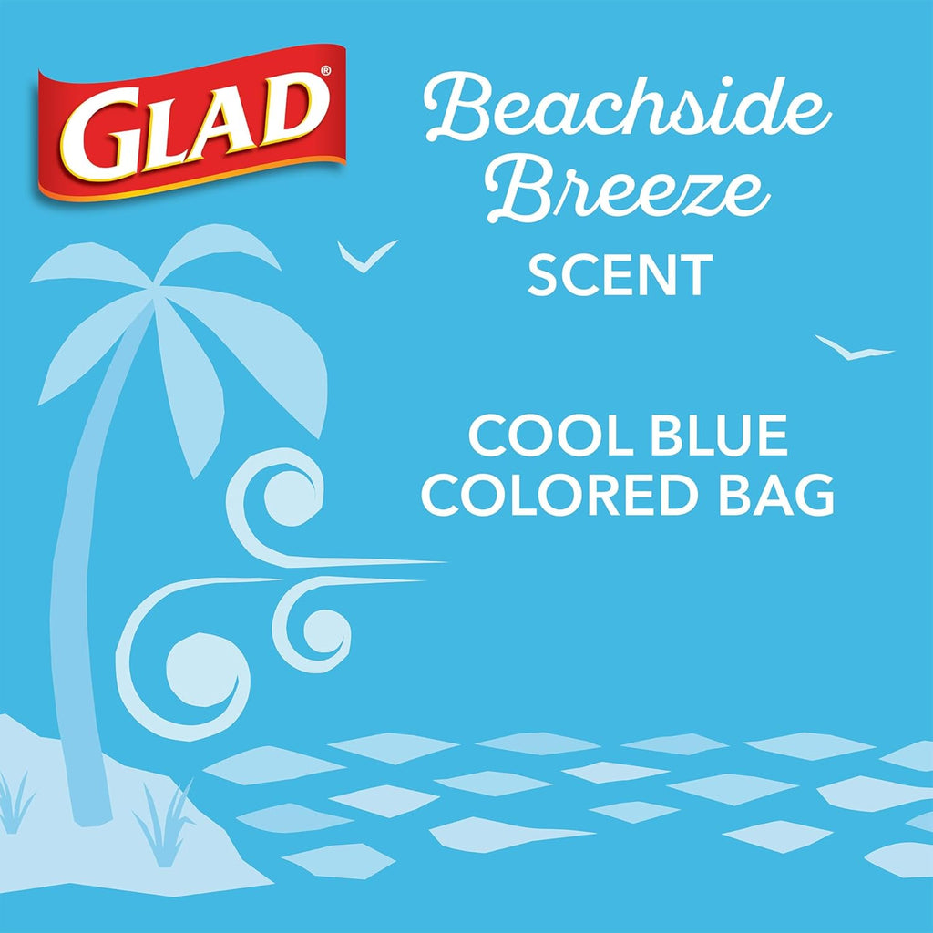 Small Trash Bags 4 Gallon, Febreze Beachside Breeze Garbage Bags, Odor Resistant with Drawstring, 80 Count