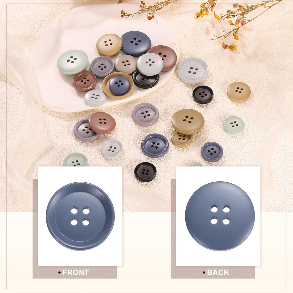 6pcs Round Sewing Buttons 25mm (1") 4 Holes Craft Button