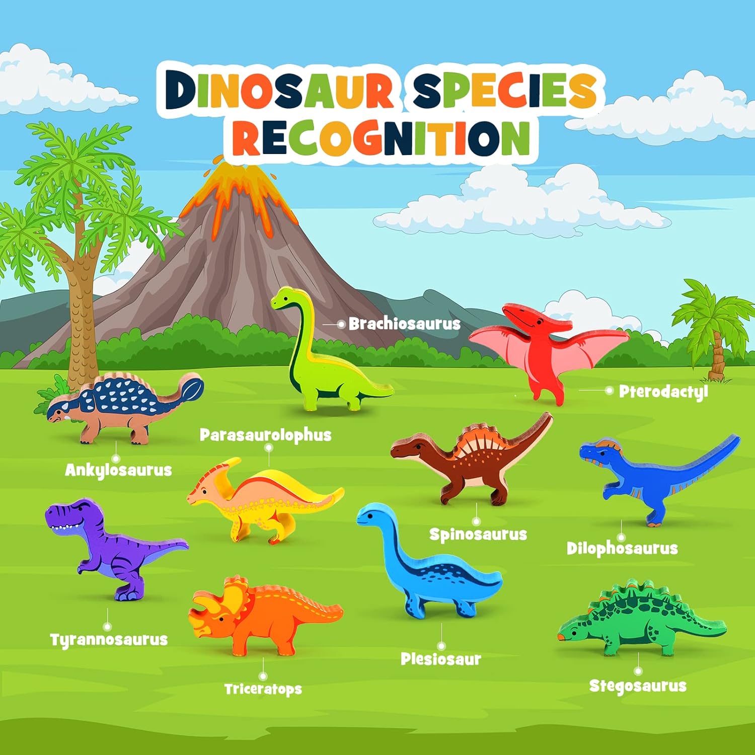 Dinosaur Toys for Kids 3-5: Wooden Stacking Montessori Toys for 3 4 5 6 7 8 Year Old Boys Girls Birthday Gifts for