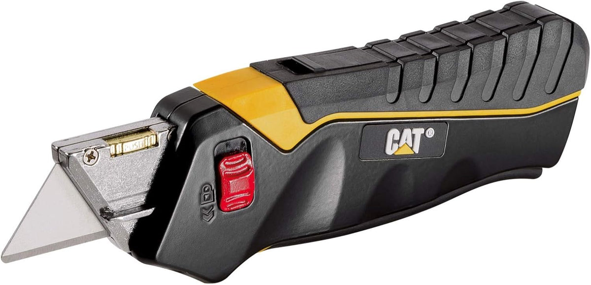 Utility Knife Box Cutter Self-Retracting, Squeeze to Extend, Release to Retract, Lock Open w/Switch, Ergo Handle w/ 3