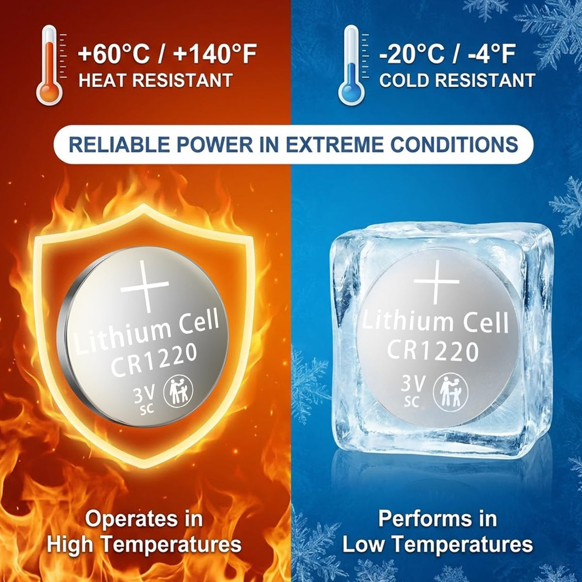 CR1220 Battery 40 Pack, CR1220 3V Lithium Battery
