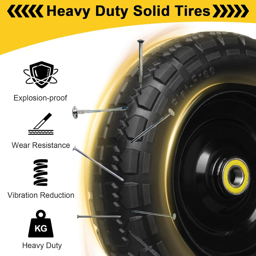 13 Inch Solid Rubber Tires, 4.00-6 Tire Flat Free with 5/8" Bearings, 2.17" Offset Hub for for GOR Garden Carts