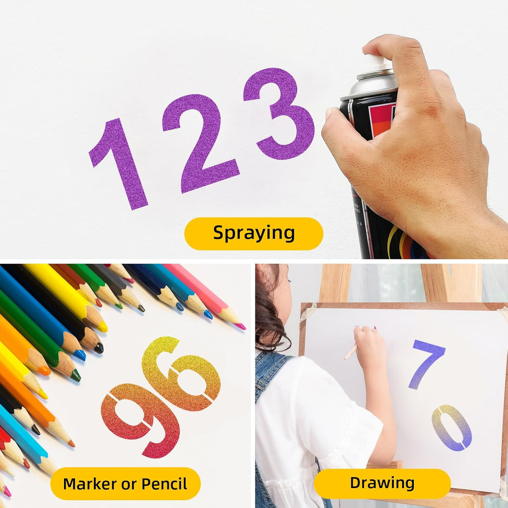 18 Inch Large Number Stencils Set Reusable Plastic Number Digital Stencils for Cake Address Painting Templates
