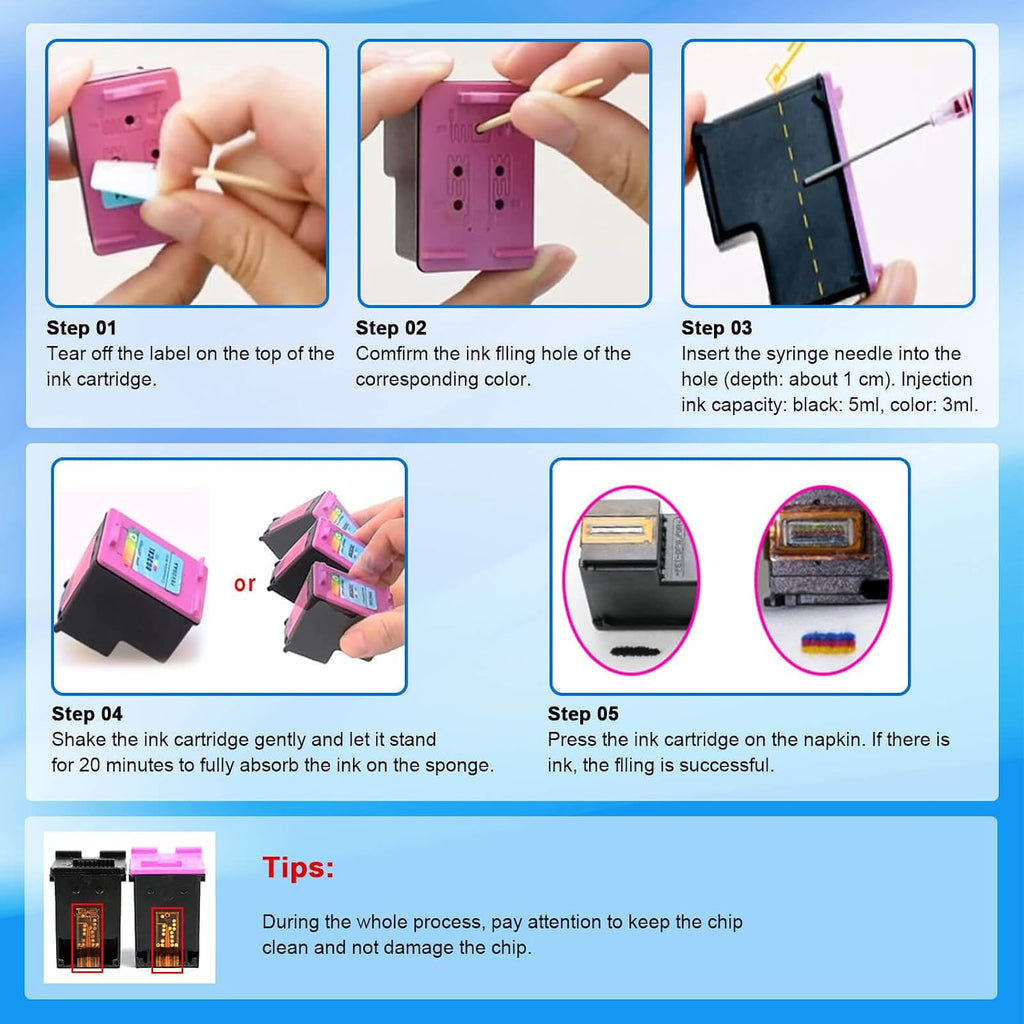 Ink Refill Kit for HP Printer Cartridges HP 67 67XL 62 63 64 65 68 60 61 | 910 950 951 952 962 923 936 902 932 933