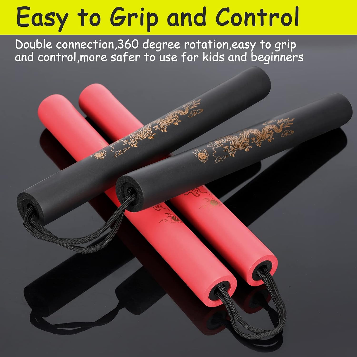 Nunchucks Cord Nunchakus Safe Foam Rubber Training Nunchucks with Cord 2PCS for Kids & Beginners Practice and Training
