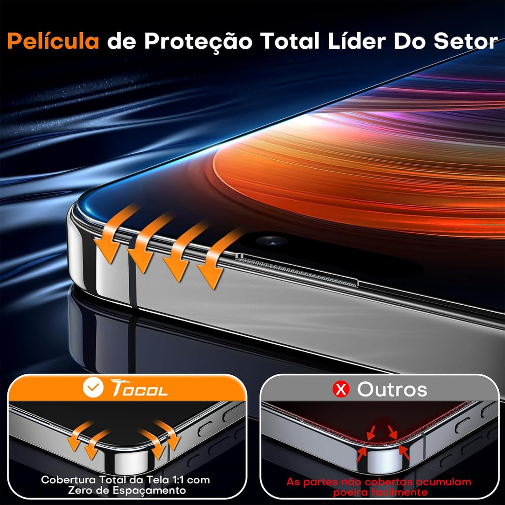 for iPhone 16 Pro Max Screen Protector, 9H Hardness Military Grade Shatterproof HD Tempered Glass Full Coverage Easy