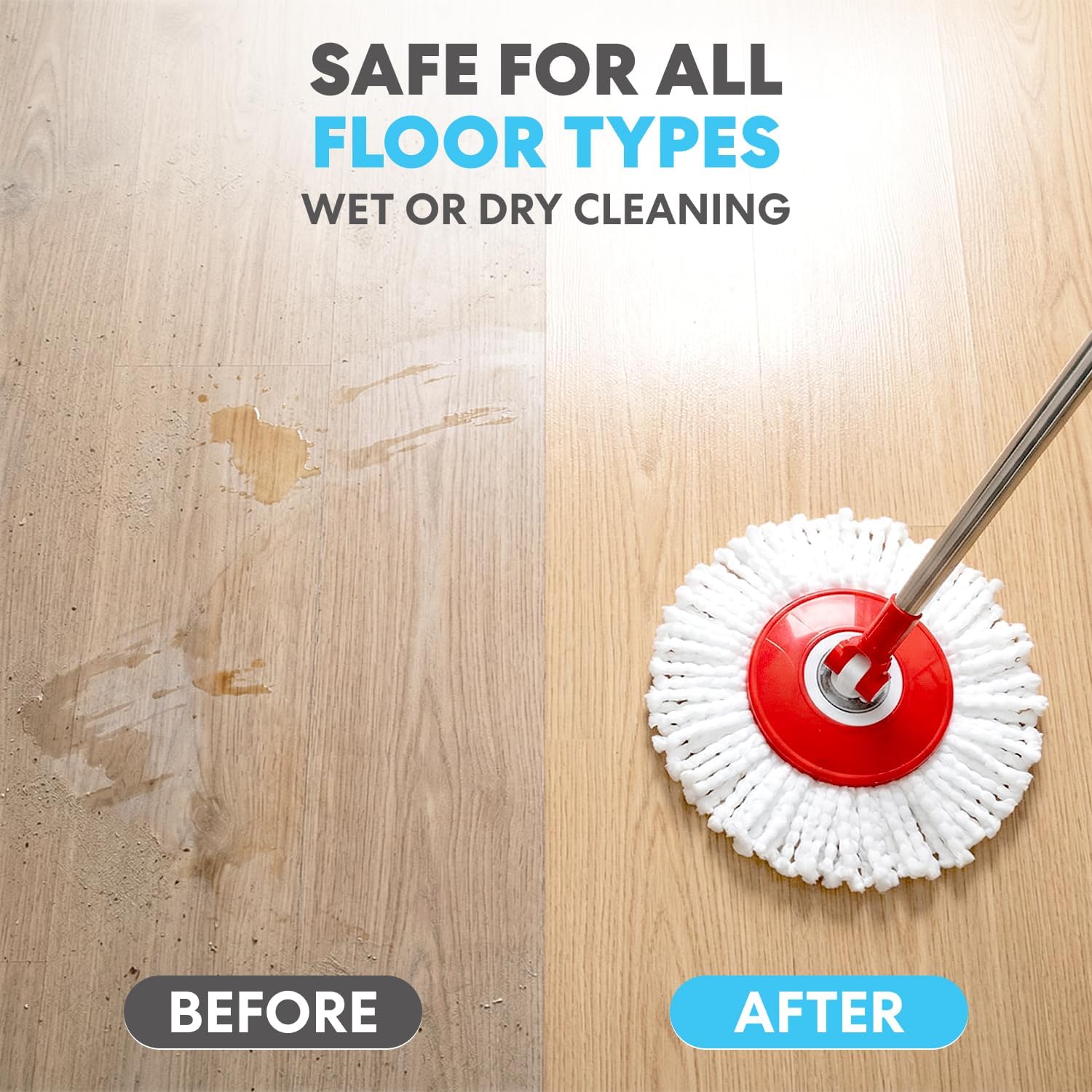 360° Spin Mop and Bucket with Wringer – 3 High-Absorbent Microfiber Washable Heads – Spinning Mop and Bucket Set for