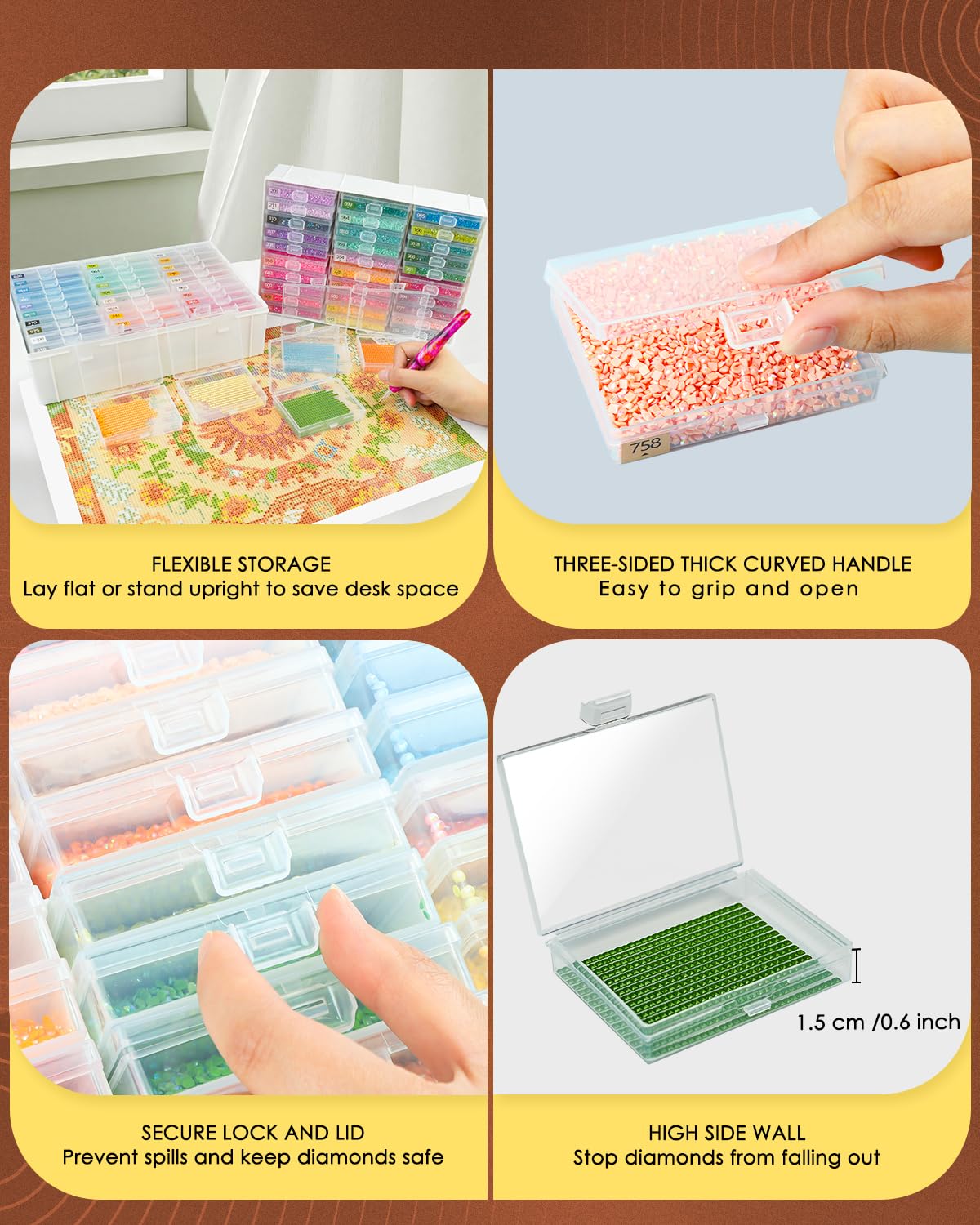 Diamond Art Trays with Lids, 60PCS Diamond Painting Storage, White