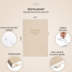 Reservation Book for Restaurant Host, Undated Hardcover, Seashell