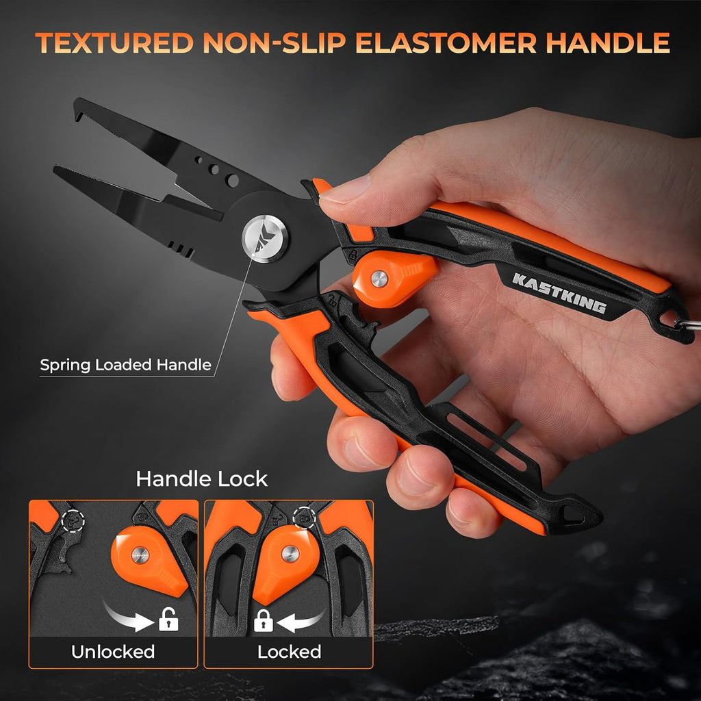 AeroVice 7.5” Fishing Pliers, Saltwater Resistant Fishing Gear | 420 Stainless Steel, Non-Slip Handles, Uni-Body