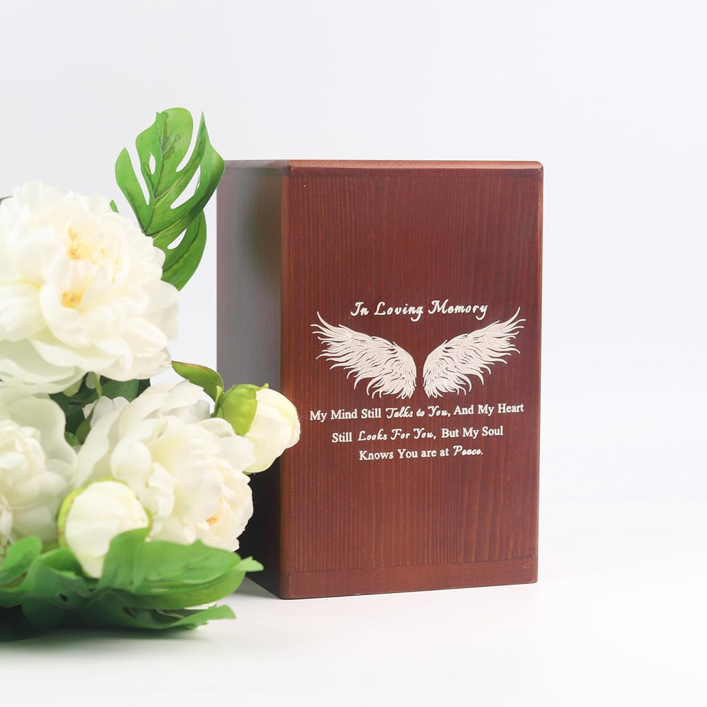 Wooden Urn Box and Casket for Men Women Funeral Memorial Urns for Ashes Cremation Urn Keepsake Urn for Adults