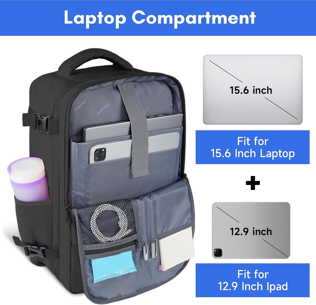 Travel Laptop Backpack for Men Women, Airplane Approved Travel Backpack Suitcase with Water Bottle Pocket
