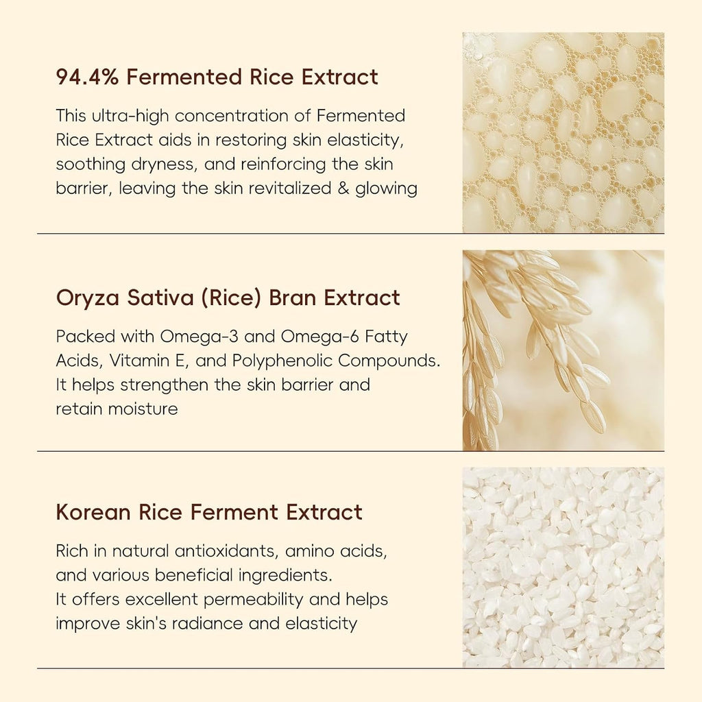 Moisturizing Korean Rice Skin Care Set – Radiance Skincare 5-Step Routine with Rice Cleanser, Toner, Serum, Face