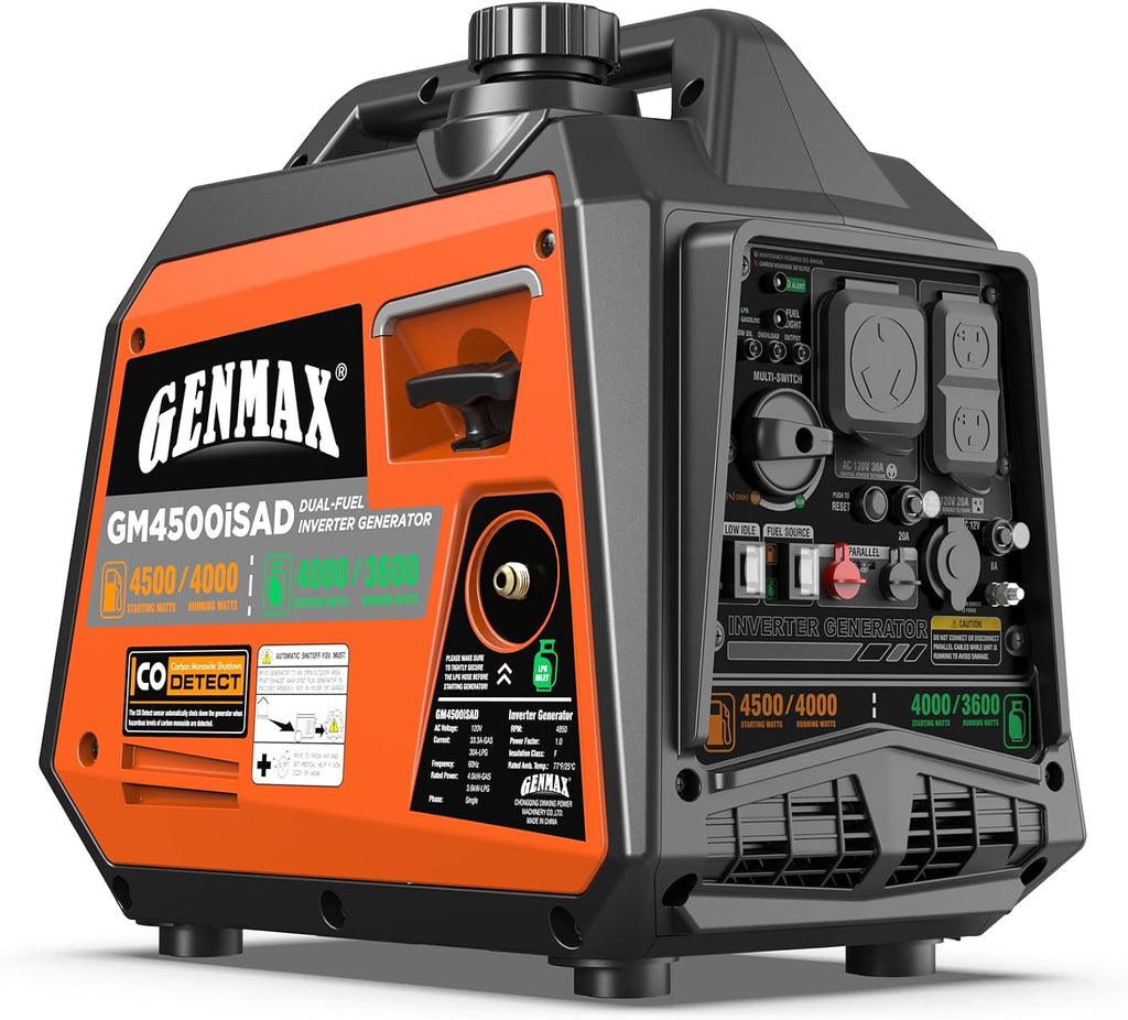 4500W Peak Dual-Fuel Silent Inverter Generator （2026 Model） - Ultra-Lightweight with CO Detector, EPA Compliant