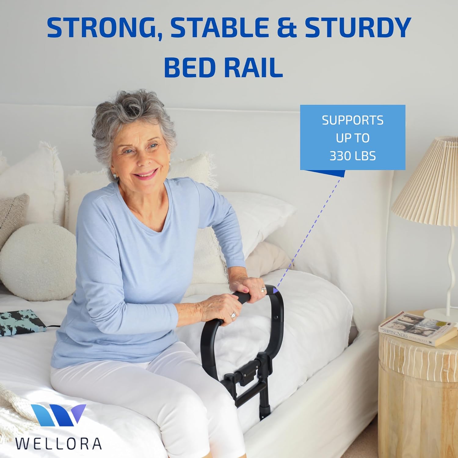 Sturdy Bed Rails for Elderly Adults Safety - Foldable & Adjustable Bed Rail - Supports up to 330lbs - Fit King