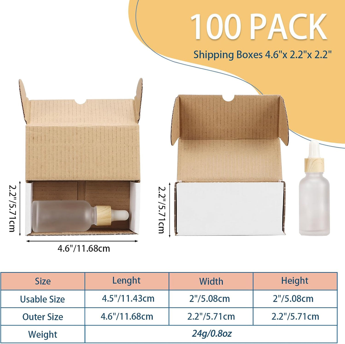 4.6x2.2x2.2 White Shipping Boxes Set of 100, Corrugated Cardboard Mailer Boxes for Packaging Small Business Mailing