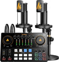 E2 Gen2B Podcast Equipment Bundle for 2, Dual XLR Condenser Mic Mixer | noise reduction, loopback, Bluetooth