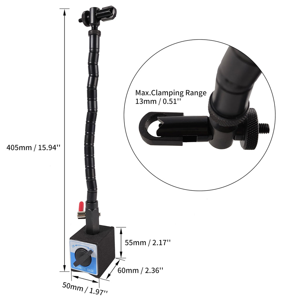 HFS Flexible Dial Indicator Magnetic Base Stand, 176 lb/ (80 kg) Pull
