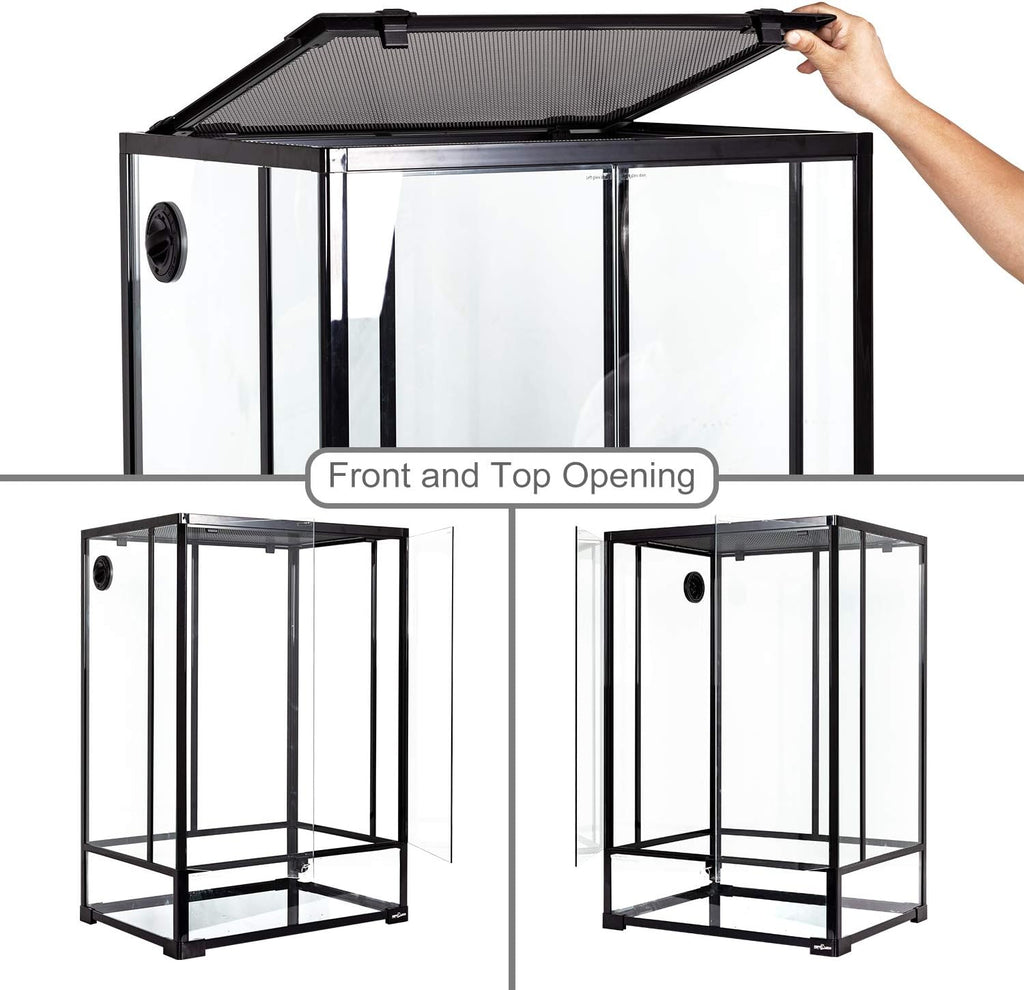 24" x 18" x 36" Reptile Tall Glass Terrarium Rainforest Habitat Double Hinge Door with Screen Ventilation 67 Gallon