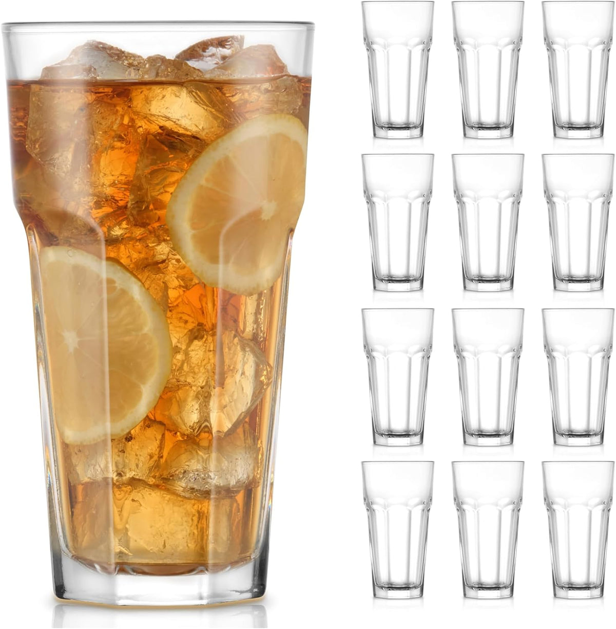 Gibraltar DuraTuff Drinking Glass Drinking Cup Set, Iconic Heavy Base Bar Glassware Thick Drinking Glasses Set of 12