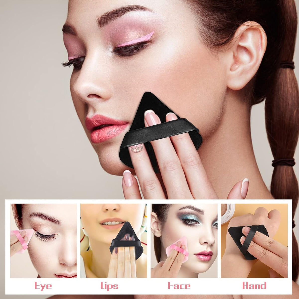 Powder Puffs, 12 Pack Triangle Makeup Sponges, Black
