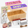 Soap Mold Making Kit with Wooden Cutter Soap Molds Silicone 46oz Purple | Melt and Pour or Cold Process, 50pc Soap