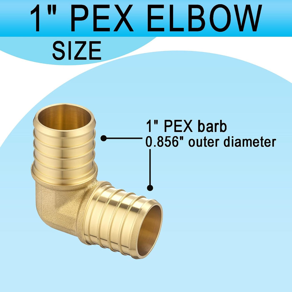 (15 Pack) Asterbacks 1 inch PEX Barb Crimp Elbow for PEX-A/B/C Pipe