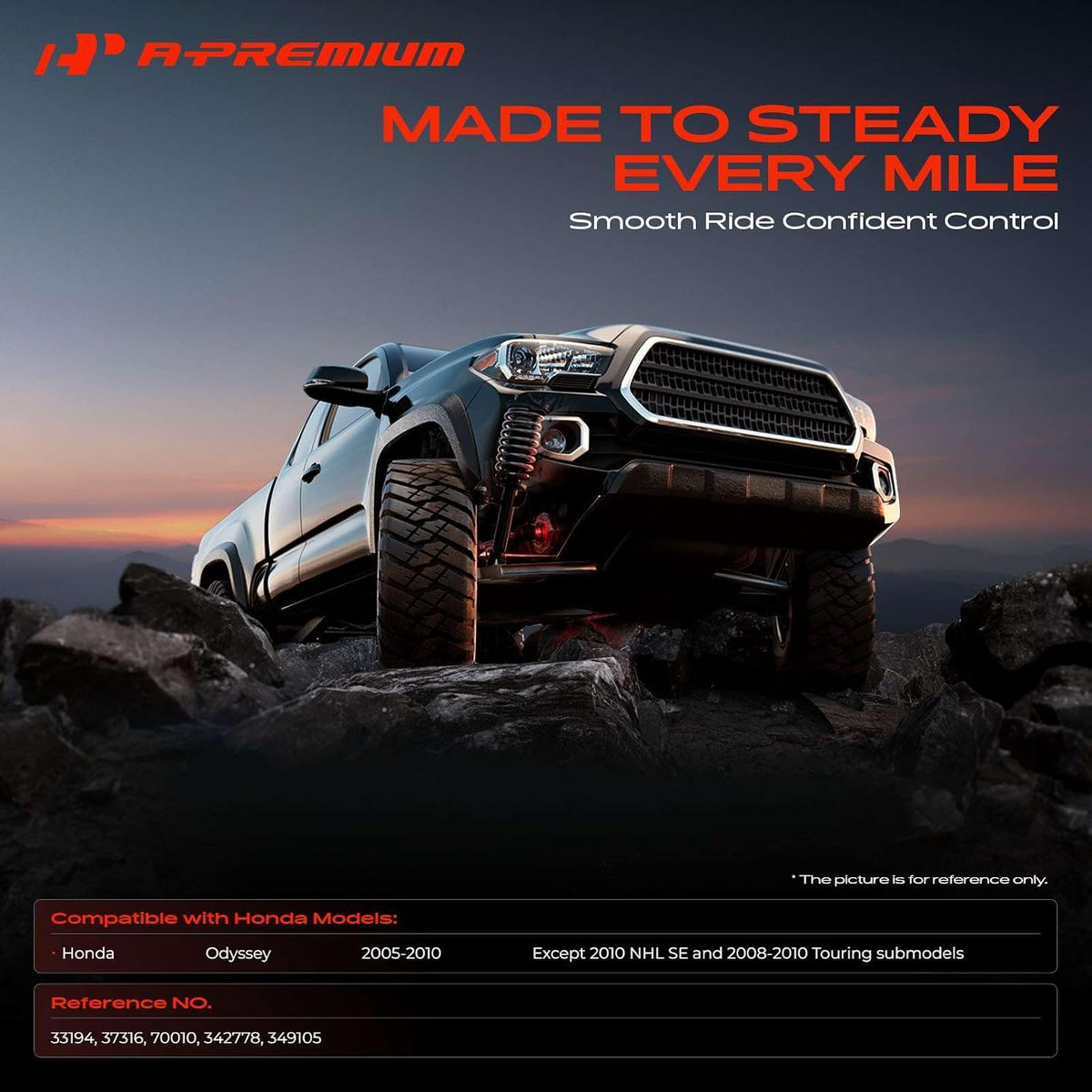 A-Premium Rear Shock Absorbers, Set of 2 - Compatible with Honda