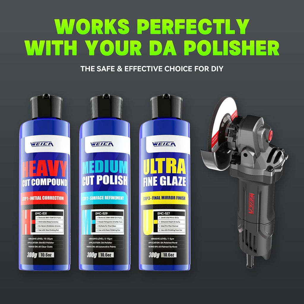 3-Step Car Polishing Compound Kit, Scratch and Swirl Remover, 32 oz | Three-step compound kit cuts defects, refines