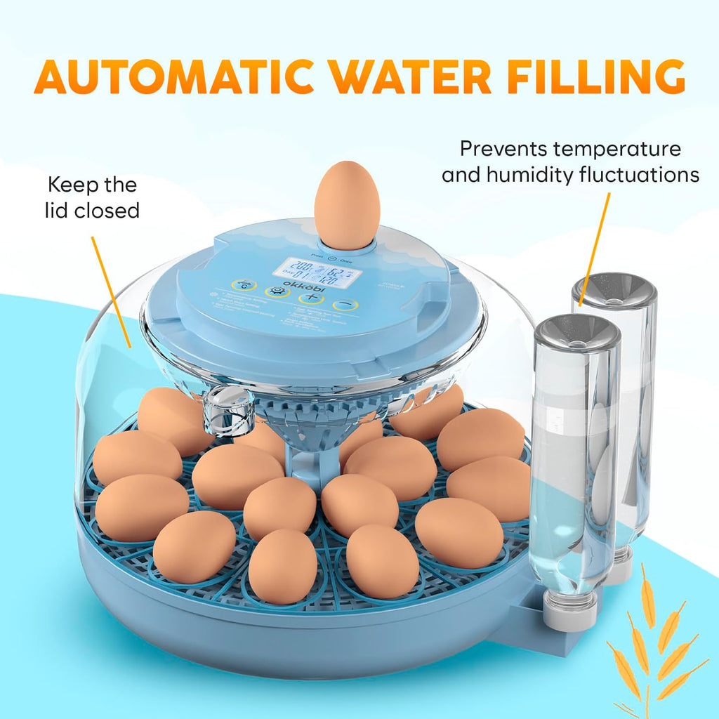 18 Egg Incubator with Automatic Rotation and Humidity Control, LED Display