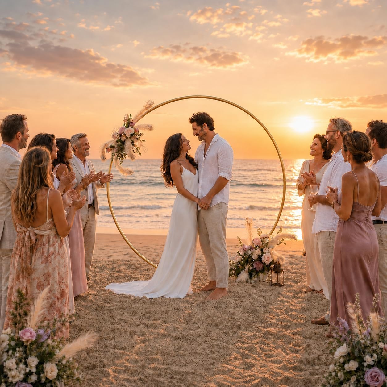 7.2 Ft Round Balloon Arch Stand Gold Backdrop Frame for Wedding, Birthday, Baby Shower, Graduation, Party