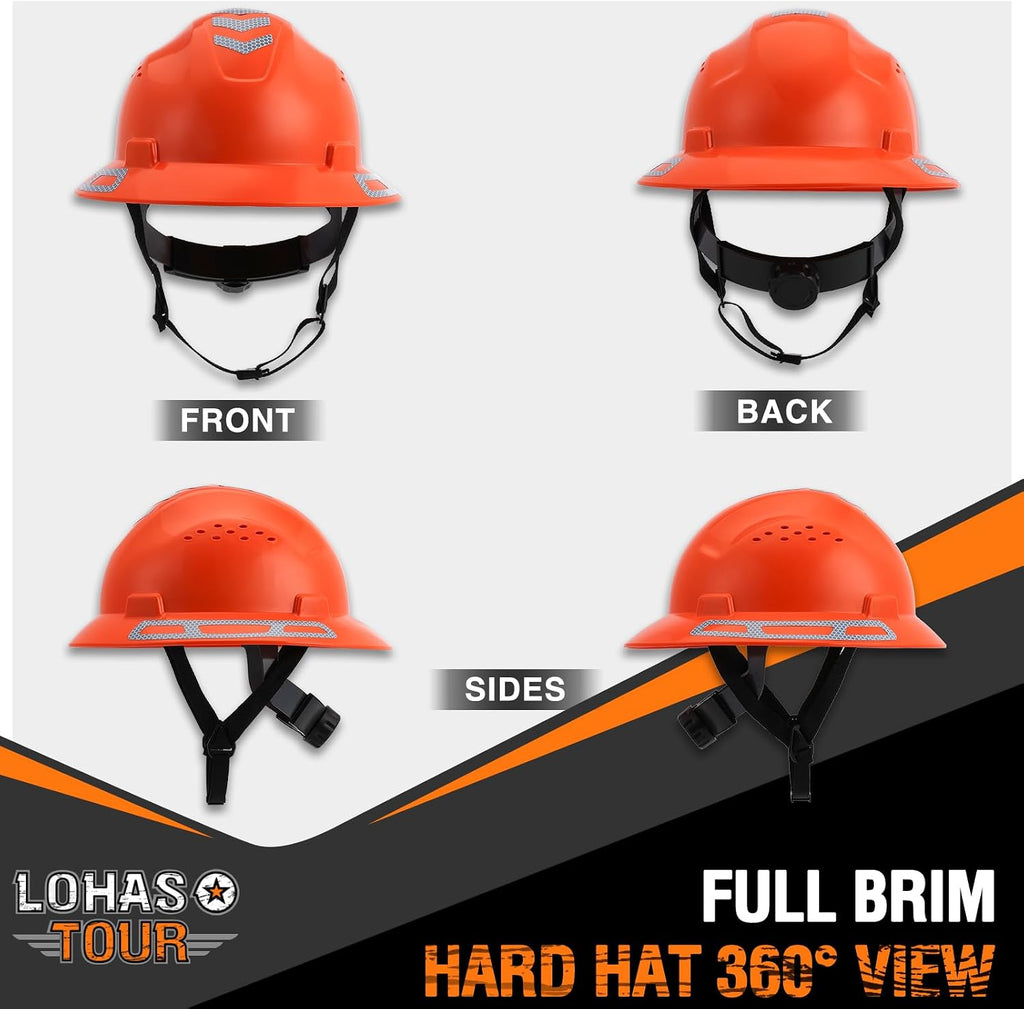 Full Brim Hard Hat Safety Helmet Vented ANSI Z89.1 Approved OSHA Hard Hats Construction Men Women Adult