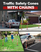 3 Pack 34 Inch Traffic Delineator Posts Cones, Orange