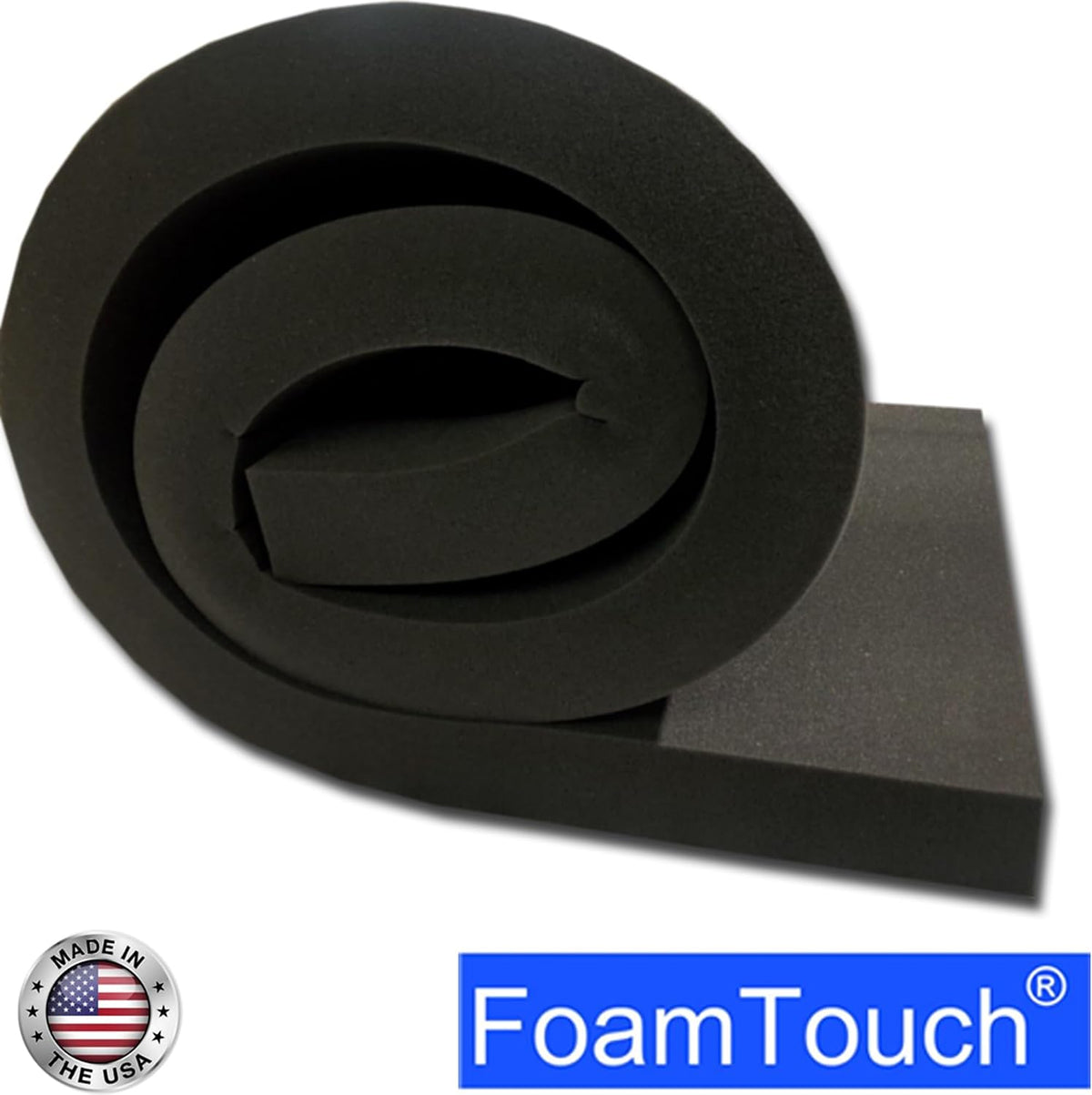 1" Thick x 24" Wide x 96" Long Charcoal High Density Foam, Ideal for Foam Padding, Seat Replacement, Chair Cushion